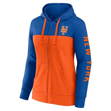 Women's Fanatics Branded Heather Royal/Orange New York Mets City Ties Hoodie Full-Zip Sweatshirt