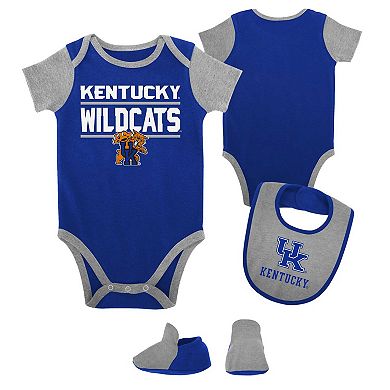 Newborn & Infant Royal Kentucky Wildcats Home Field Advantage Three-Piece Bodysuit, Bib & Booties Set