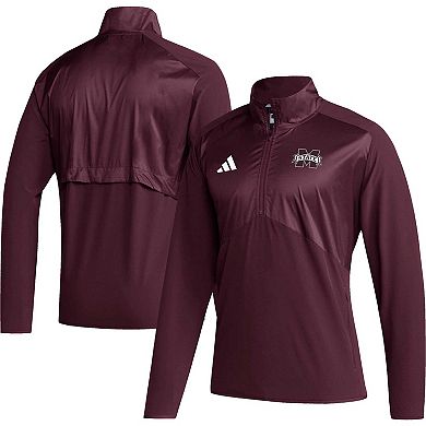 Men's adidas Maroon Mississippi State Bulldogs Sideline AEROREADY Raglan Sleeve Quarter-Zip Jacket