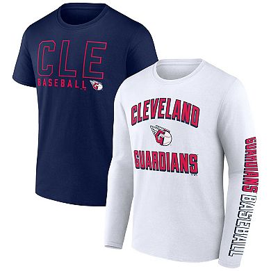 Men's Fanatics Branded Navy/White Cleveland Guardians Two-Pack Combo T-Shirt Set