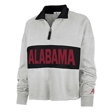 Women's '47 Gray Alabama Crimson Tide Next Level Remi Cropped Quarter-Zip Sweatshirt
