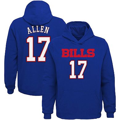 Youth Josh Allen Royal Buffalo Bills Mainliner Player Name & Number Pullover Hoodie
