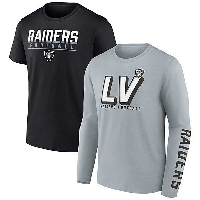 Men's Fanatics Branded Silver/Black Las Vegas Raiders Two-Pack T-Shirt Combo Set