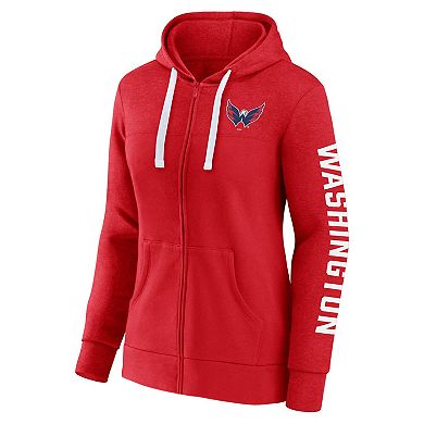 Women's Fanatics Branded  Heather Red Washington Capitals City Ties Full-Zip Hoodie