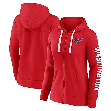 Women's Fanatics Branded  Heather Red Washington Capitals City Ties Full-Zip Hoodie