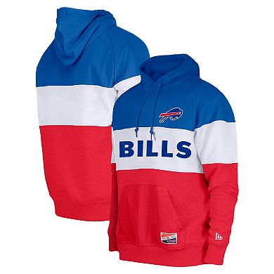 Men's New Era Royal/Red Buffalo Bills Colorblocked Pullover Hoodie