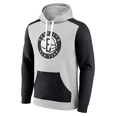 Men's Fanatics Branded Gray/Black Brooklyn Nets Arctic Colorblock Pullover Hoodie
