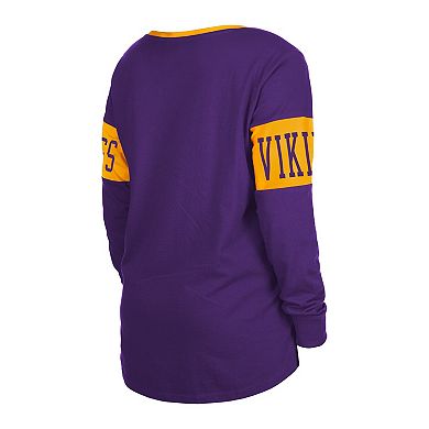 Women's New Era Purple Minnesota Vikings Lace-Up Notch Neck Long Sleeve T-Shirt