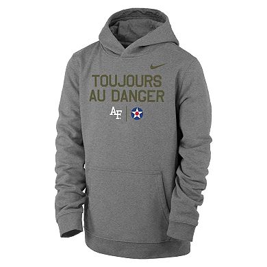 Youth Nike  Heather Gray Air Force Falcons Rivalry Pullover Hoodie
