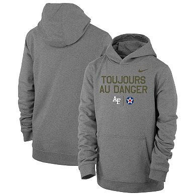 Youth Nike  Heather Gray Air Force Falcons Rivalry Pullover Hoodie