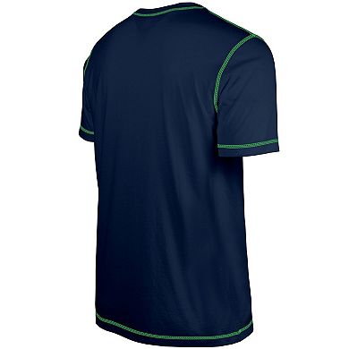 Men's New Era College Navy Seattle Seahawks Third Down Puff Print T-Shirt