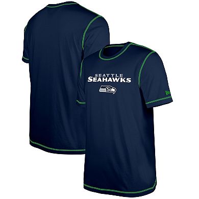 Men's New Era College Navy Seattle Seahawks Third Down Puff Print T-Shirt