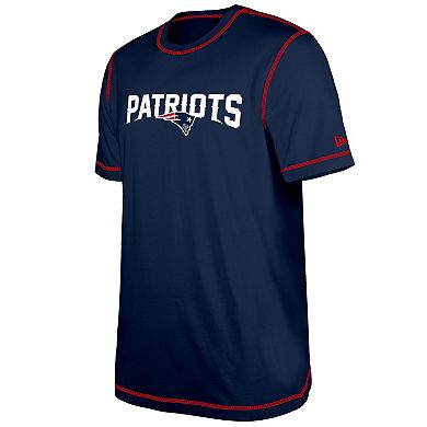 Men's New Era  Navy New England Patriots Third Down Puff Print T-Shirt