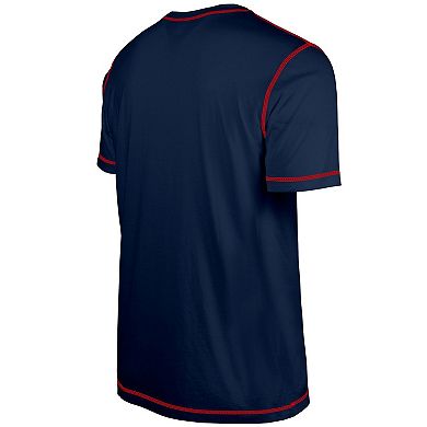 Men's New Era  Navy New England Patriots Third Down Puff Print T-Shirt