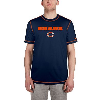 Men's New Era  Navy Chicago Bears Third Down Puff Print T-Shirt