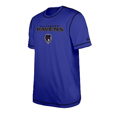 Men's New Era  Purple Baltimore Ravens Third Down Puff Print T-Shirt