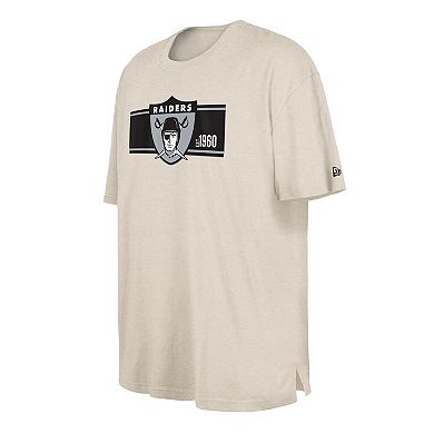 Men's New Era  Cream Oakland Raiders Third Down Big & Tall Historic T-Shirt