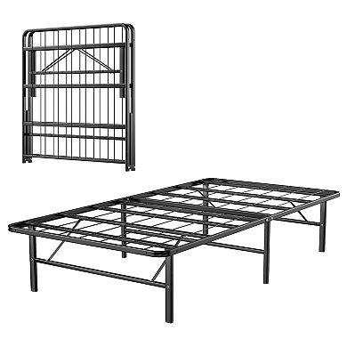 Foldable Metal Platform Bed with Tool-Free Assembly