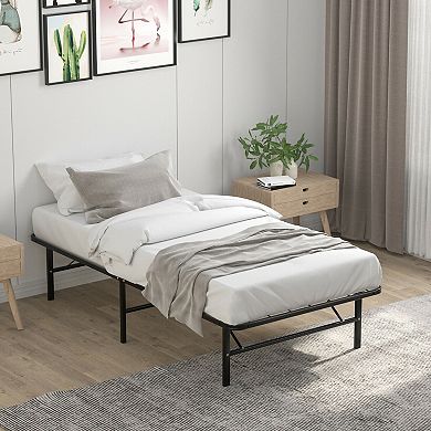 Foldable Metal Platform Bed with Tool-Free Assembly