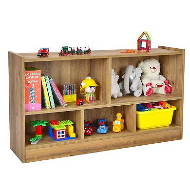 Kids 2-Shelf Bookcase 5-Cube Wood Toy Storage Cabinet Organizer