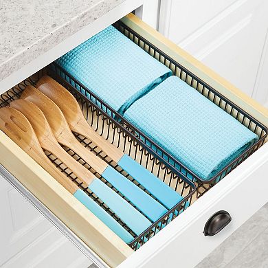 mDesign Metal Farmhouse Kitchen Cabinet Drawer Storage Basket, 4 Pack