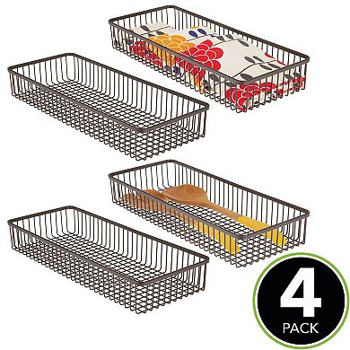 mDesign Metal Farmhouse Kitchen Cabinet Drawer Storage Basket, 4 Pack