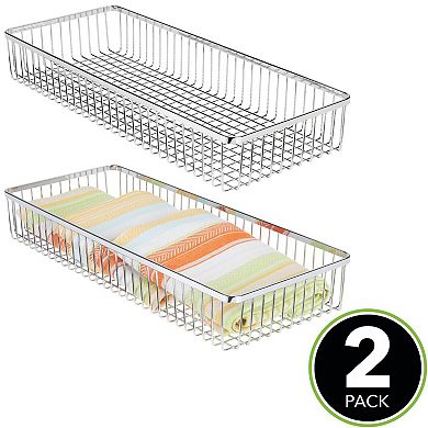 mDesign Metal Farmhouse Kitchen Cabinet Drawer Organizer Basket, 2 Pack