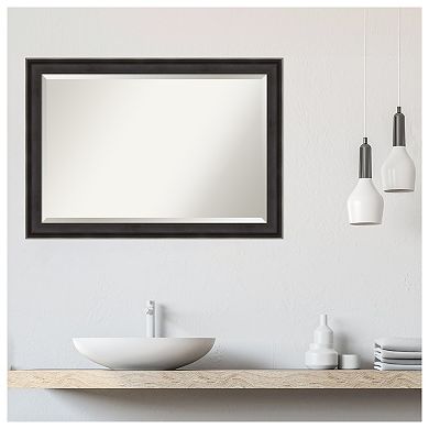 Allure Charcoal Beveled Wood Bathroom Wall Mirror