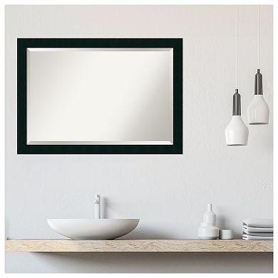 Tribeca Black Beveled Wood Bathroom Wall Mirror