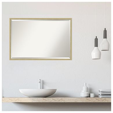 Lucie Silver White Beveled Wood Bathroom Wall Mirror