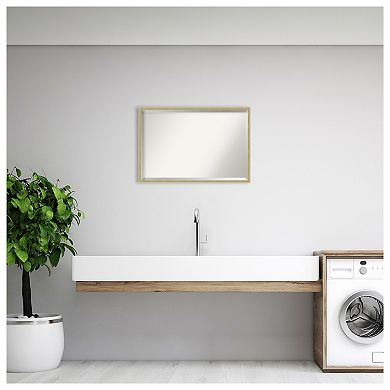 Lucie Silver White Beveled Wood Bathroom Wall Mirror