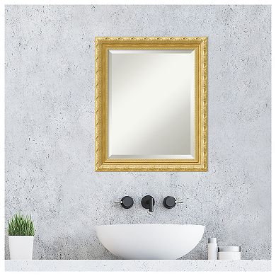 Versailles Gold Beveled Wood Bathroom Wall Mirror