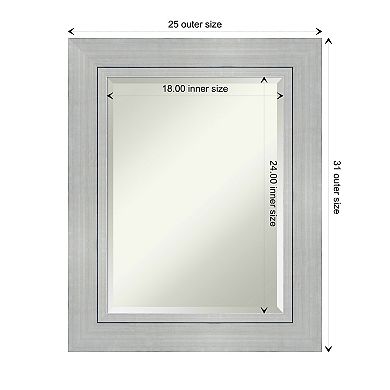 Romano Silver Beveled Wood Bathroom Wall Mirror
