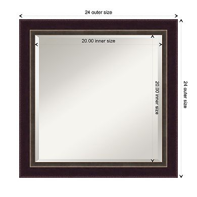 Signore Bronze Beveled Wood Bathroom Wall Mirror