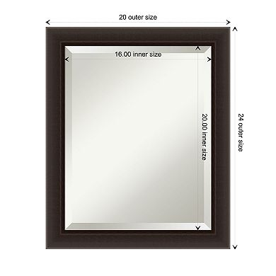 Romano Espresso Narrow Beveled Wood Bathroom Wall Mirror