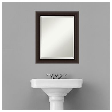 Romano Espresso Narrow Beveled Wood Bathroom Wall Mirror