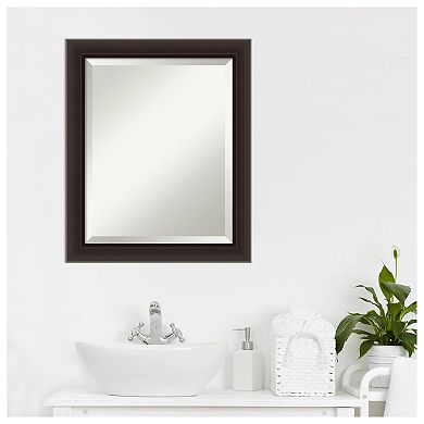 Romano Espresso Narrow Beveled Wood Bathroom Wall Mirror