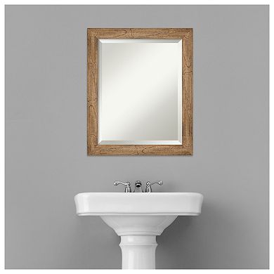 Owl Brown Narrow Beveled Wood Bathroom Wall Mirror
