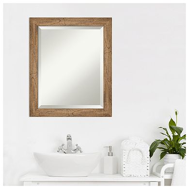 Owl Brown Narrow Beveled Wood Bathroom Wall Mirror