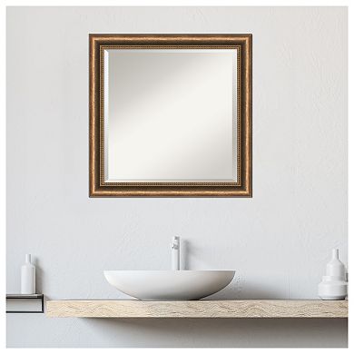 Manhattan Bronze Narrow Beveled Wood Bathroom Wall Mirror