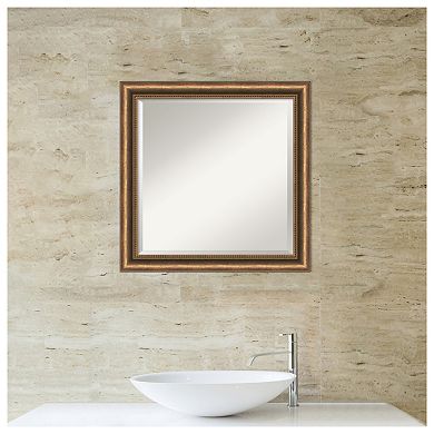 Manhattan Bronze Narrow Beveled Wood Bathroom Wall Mirror
