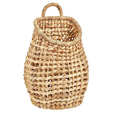 mDesign Open Weave Water Hyacinth Hanging Wall Storage Belly Basket
