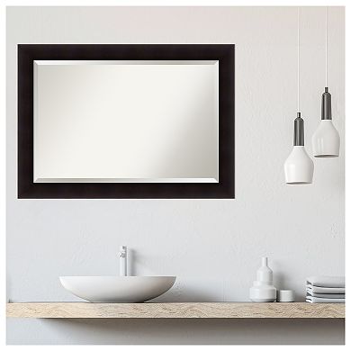 Portico Espresso Beveled Wood Bathroom Wall Mirror