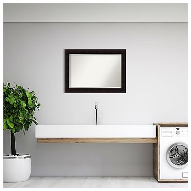Portico Espresso Beveled Wood Bathroom Wall Mirror