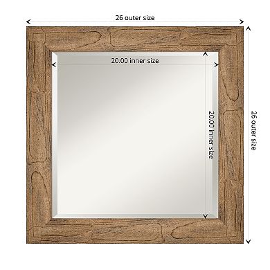 Owl Brown Beveled Wood Bathroom Wall Mirror