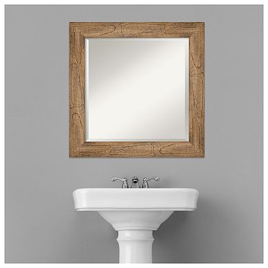 Owl Brown Beveled Wood Bathroom Wall Mirror