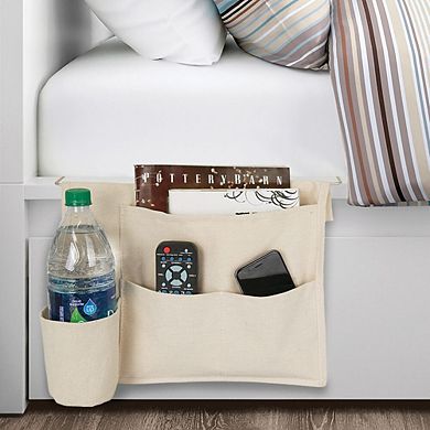 mDesign Fabric Bedside Storage Organizer Caddy, 4 Pockets