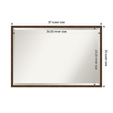 Carlisle Brown Narrow Beveled Wood Bathroom Wall Mirror