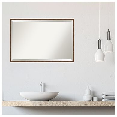 Carlisle Brown Narrow Beveled Wood Bathroom Wall Mirror