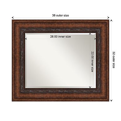 Decorative Bronze Beveled Bathroom Wall Mirror